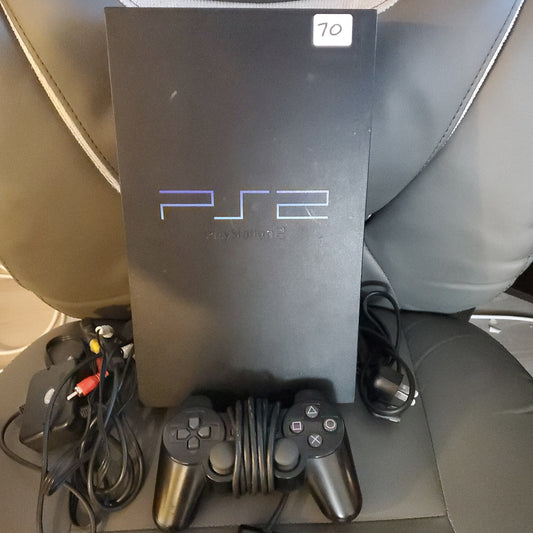 Playstation 2 with cables and controller